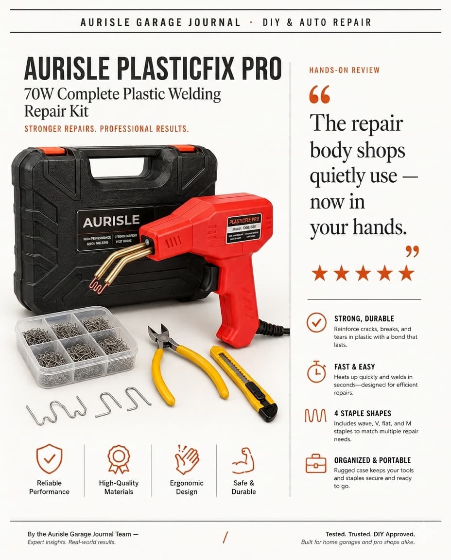 Aurisle Garage Journal editorial feature on the Aurisle PlasticFix Pro: the repair body shops quietly use, now in your hands. Five stars.